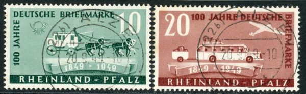 Germany / Allied Occupation / French Zone / Rhineland-Palatunate 1949 SG.FR49-FR50 F/U