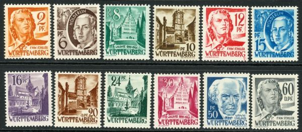 Germany / Allied Occupation / French Zone / Wurttemberg 1948 SG.FW14-FW27 U/M