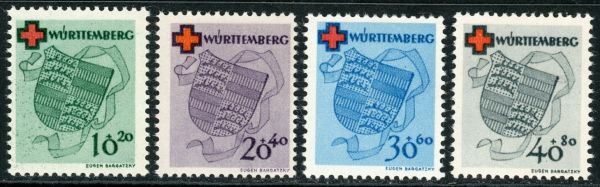 Germany / Allied Occupation / French Zone / Wurttemberg 1949 SG.FW40-FW43 U/M