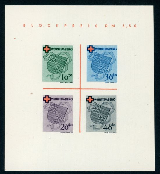 Germany / Allied Occupation / French Zone / Wurttemberg 1949 SG.MSFW43a unused