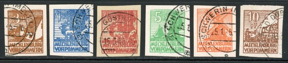 Germany / Allied Occupation / Russian Zone / Mecklenburg 1945-6 SG.RB22-RB27 F/U