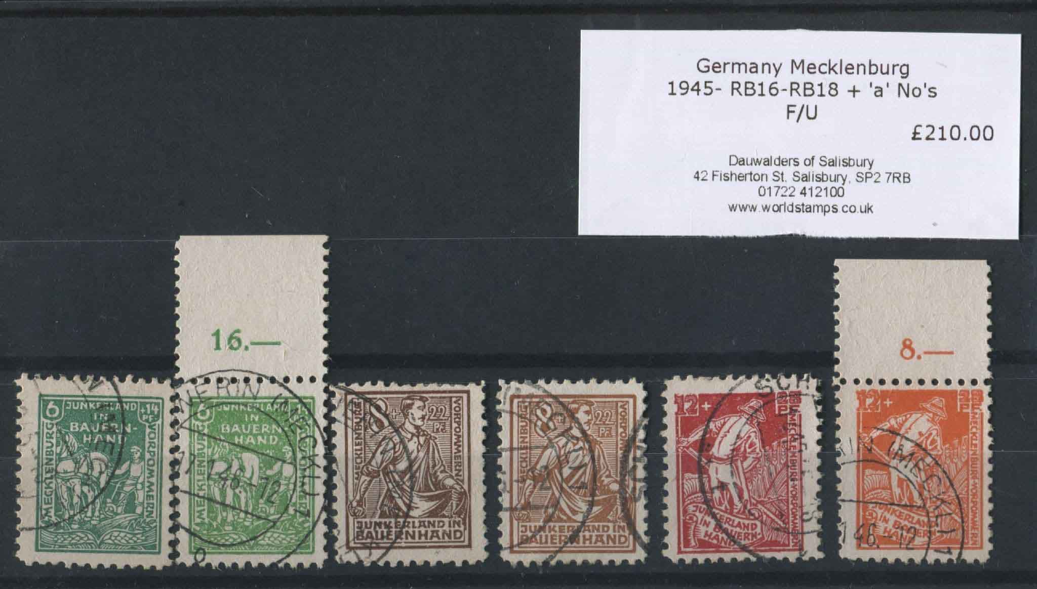 Germany Mecklenburg 1945 RB16-RB18 F/U