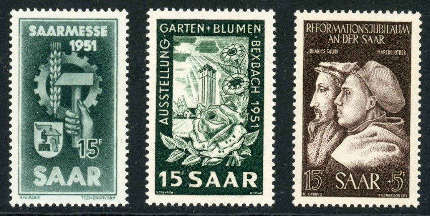 Germany / Saar / French Occupation 1951 SG.303-305 U/M