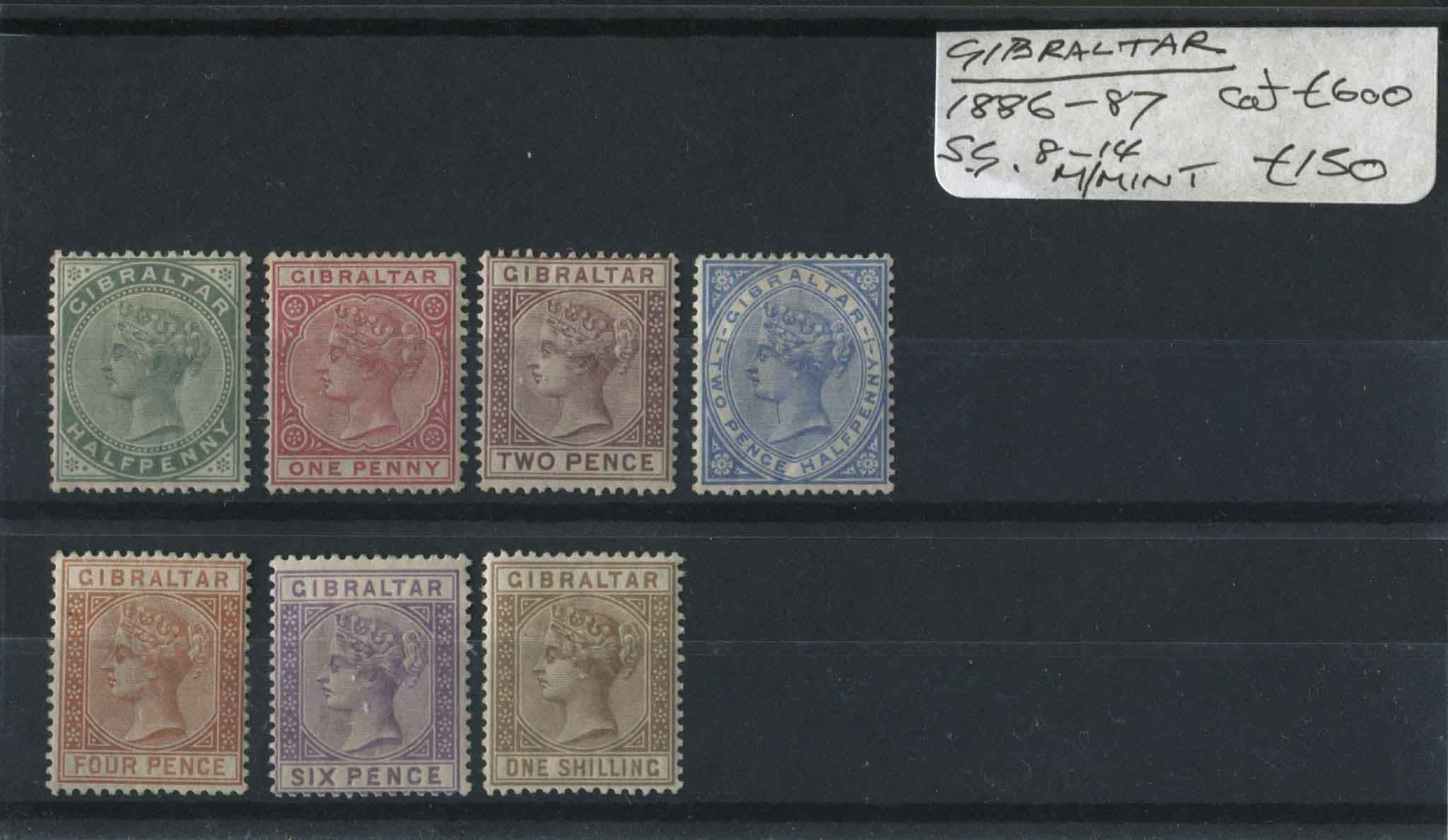 Gibraltar 1886-87 SG.8-14 M/M