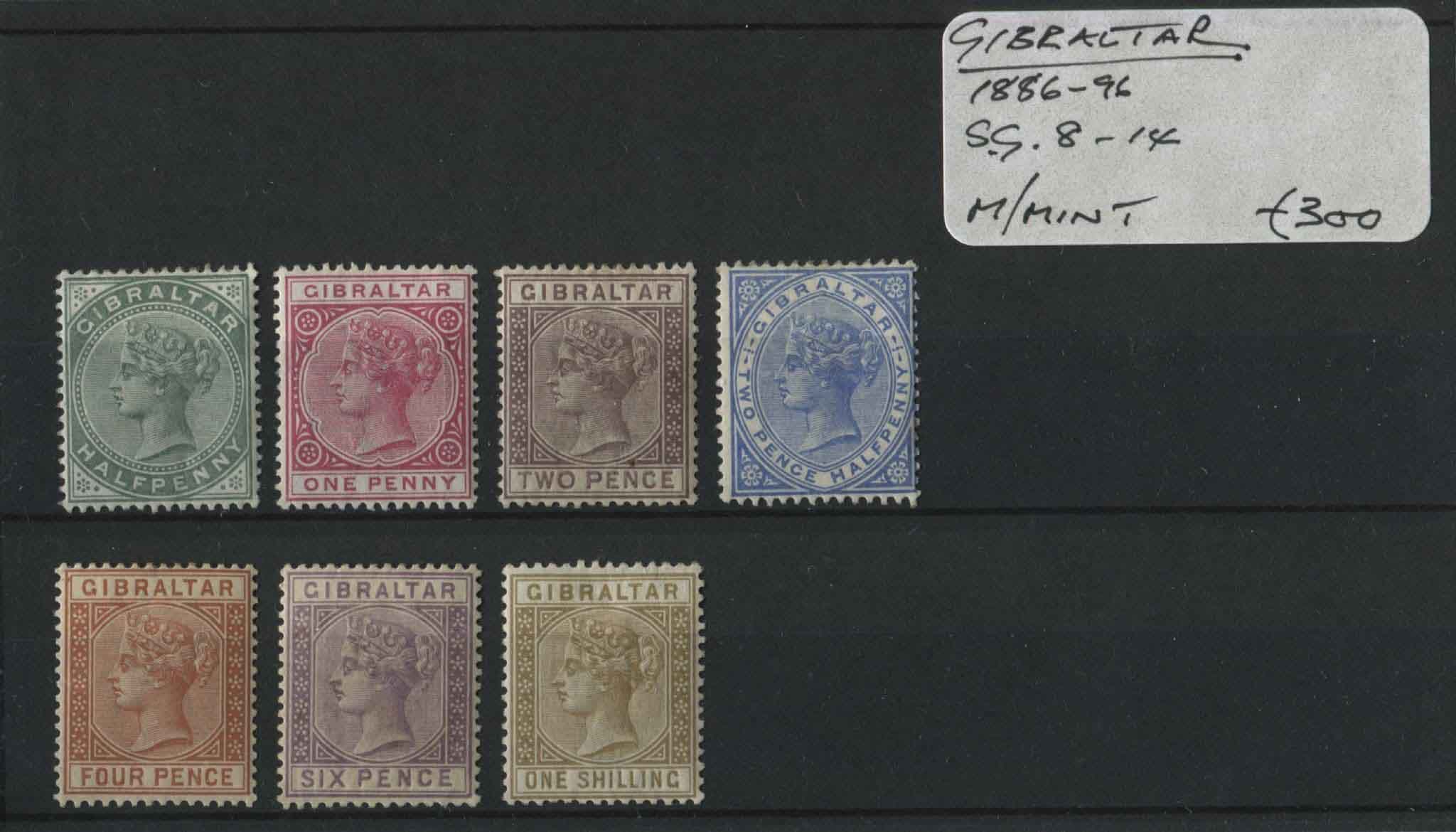 Gibraltar 1886-96 SG.8-14 M/M