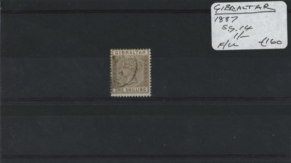 Gibraltar 1887 SG.14 1/- F/U