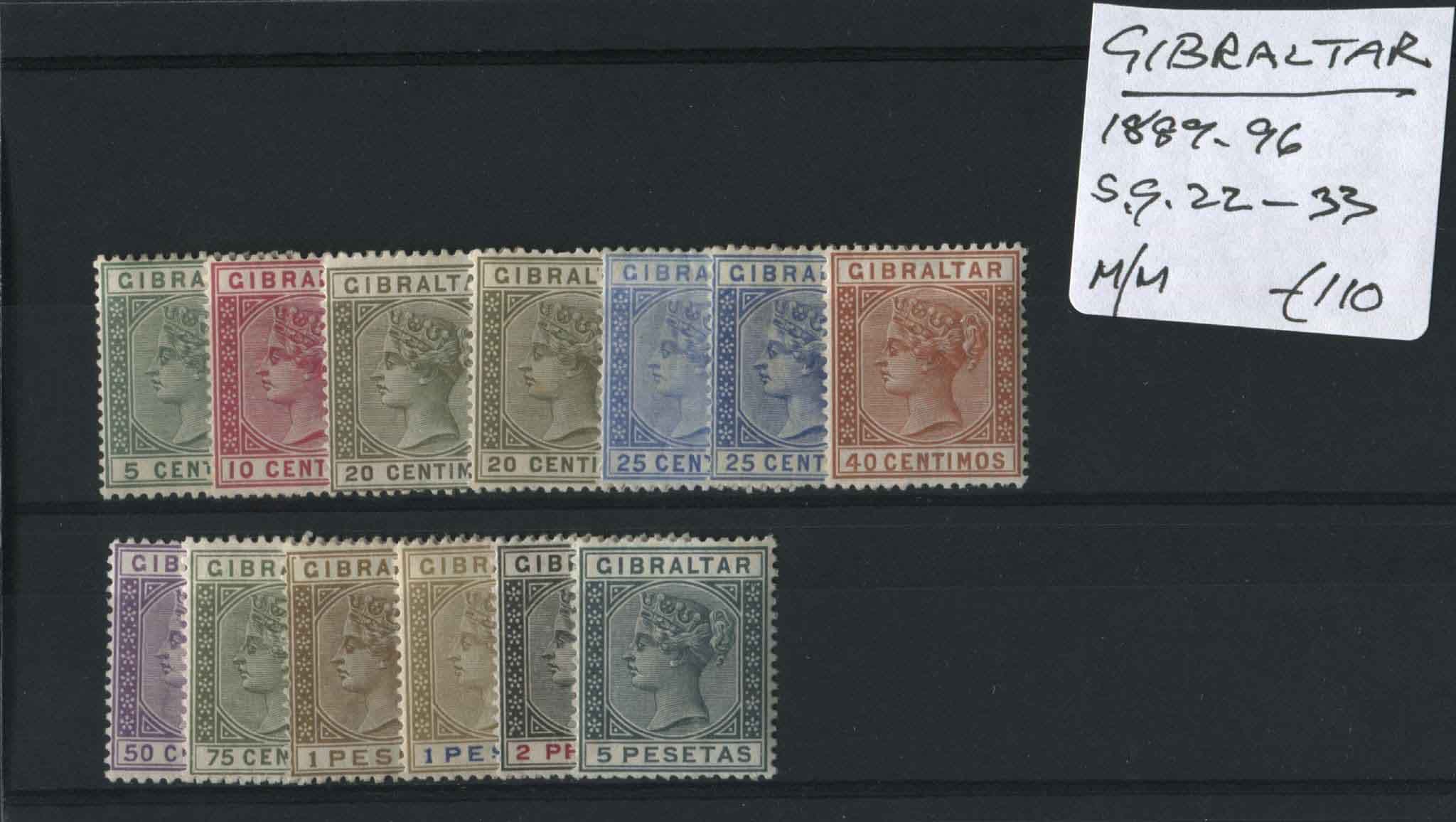 Gibraltar 1889-96 SG.22-33 M/M