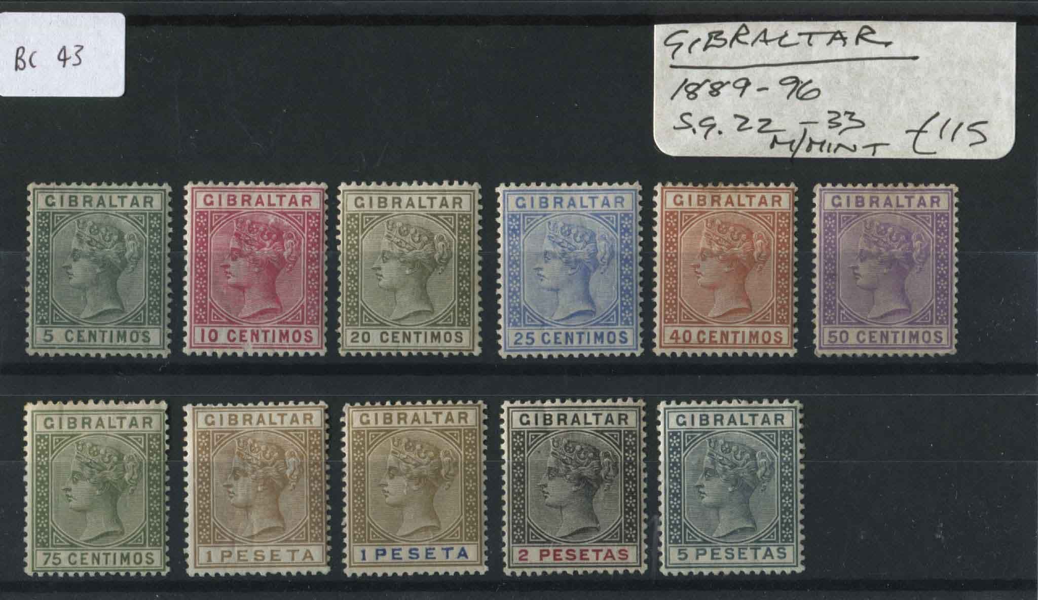 Gibraltar 1889-96 SG.22-33 M/M (Lot 2)