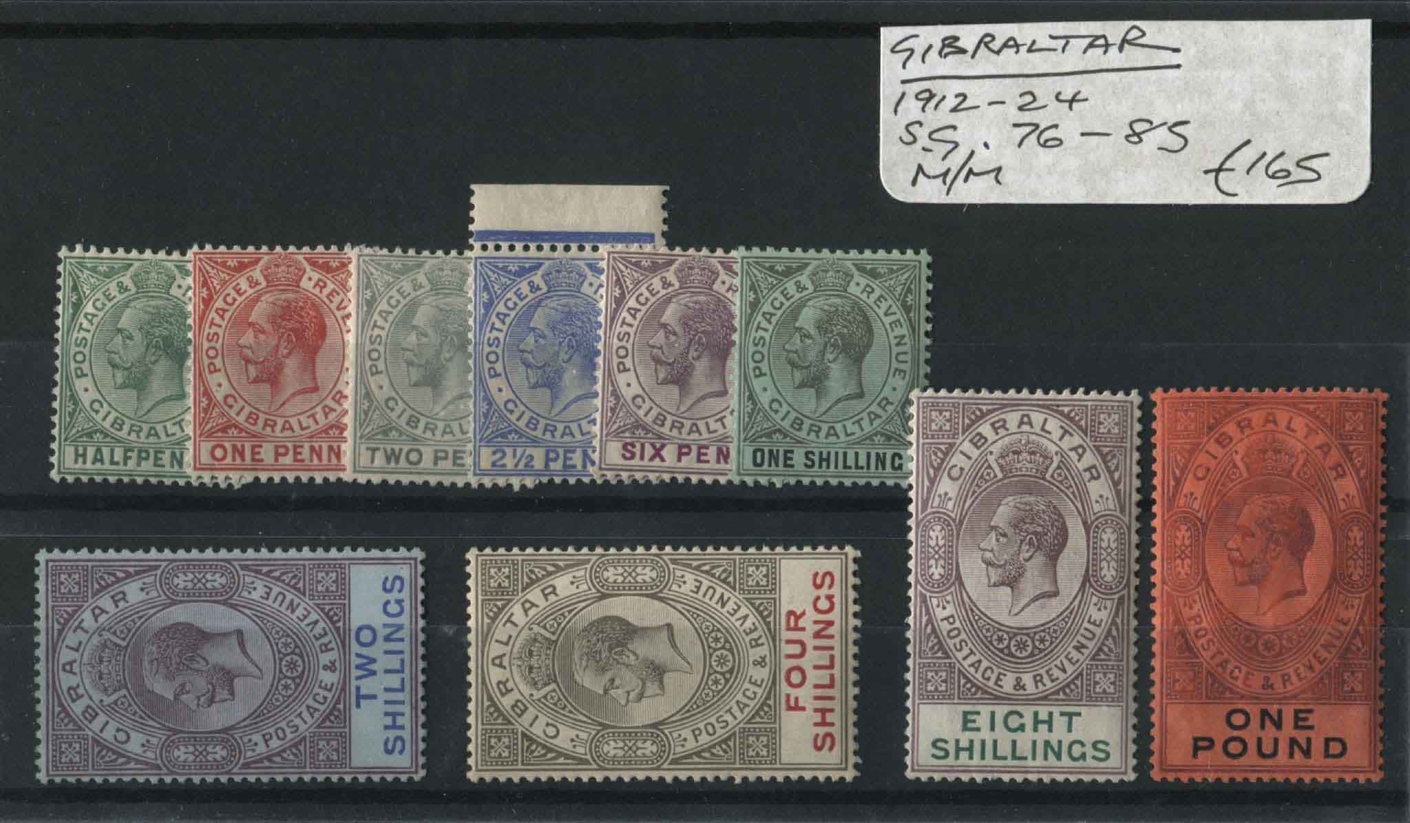 Gibraltar 1912-24 SG.76-85 M/M