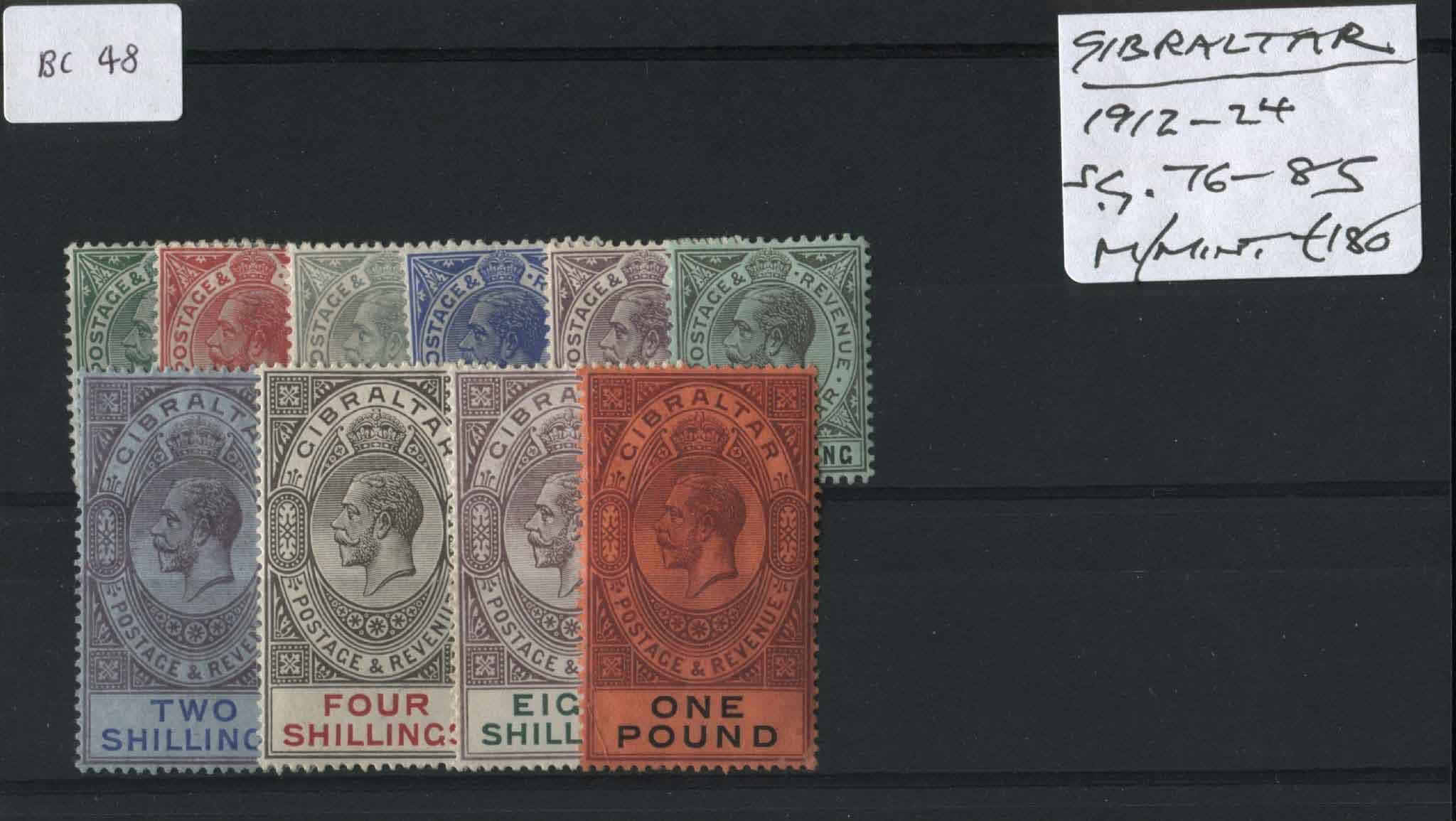 Gibraltar 1912-24 SG.76-85 M/M (Lot 2)