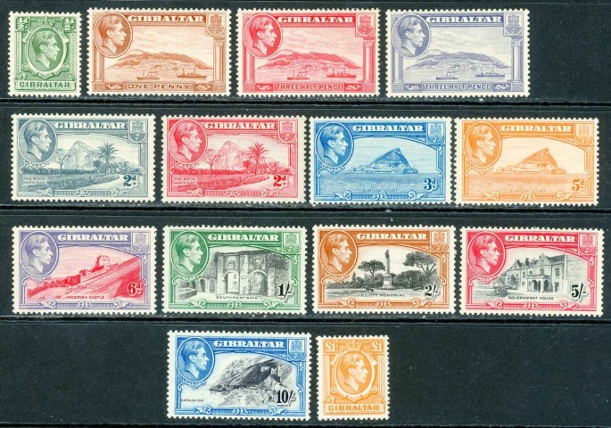 Gibraltar 1938-51 SG.121-131 L/M/M