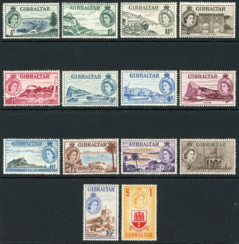 Gibraltar 1953-59 SG.145-158 L/M/M