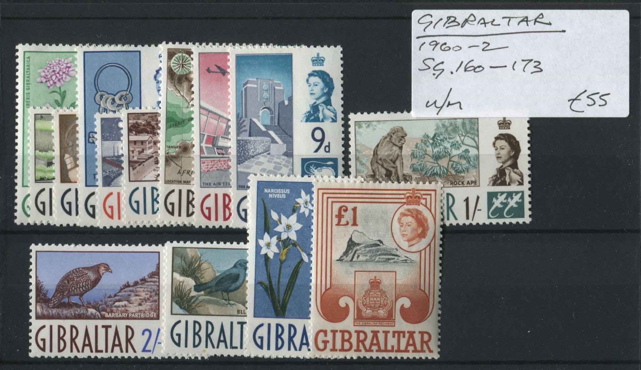 Gibraltar 1960-62 SG.160-173 U/M