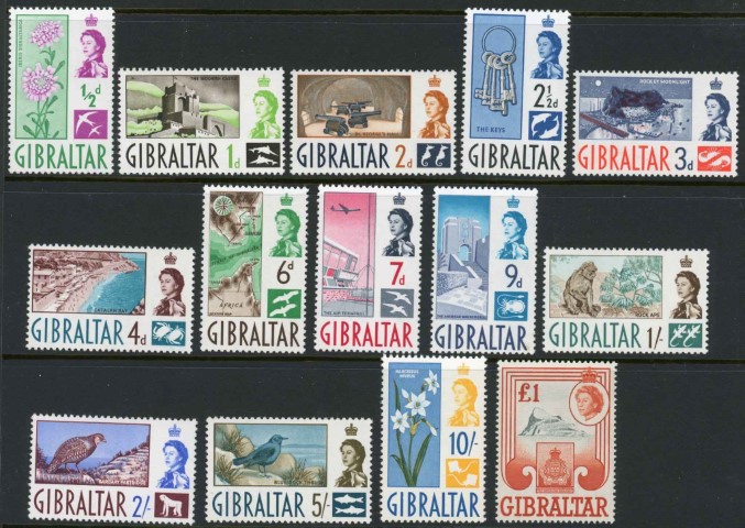 Gibraltar 1960-62 SG.160-173 U/M