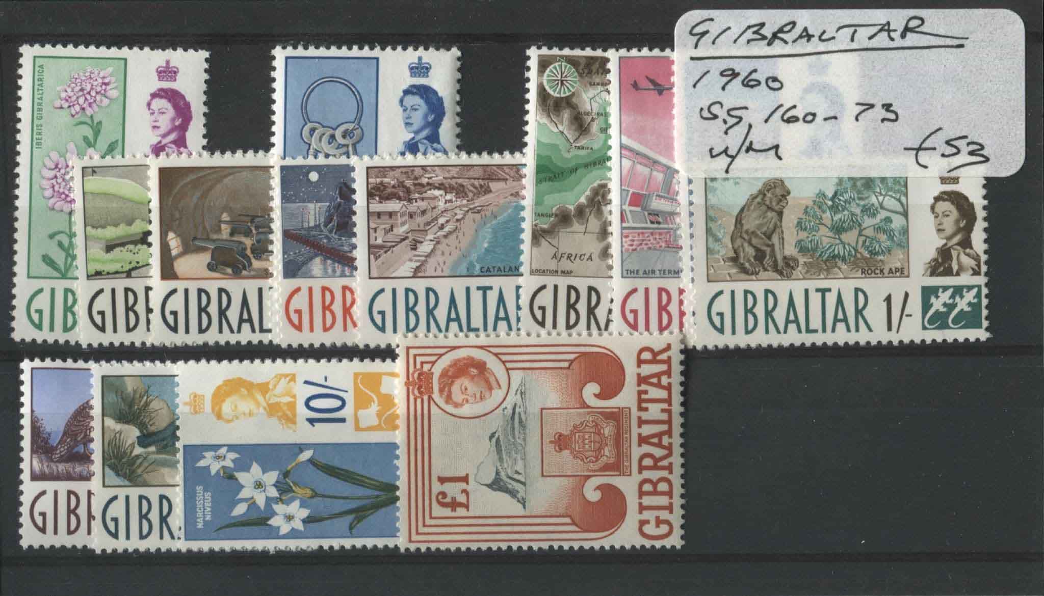 Gibraltar 1960-62 SG.160-173 U/M (Lot 3)