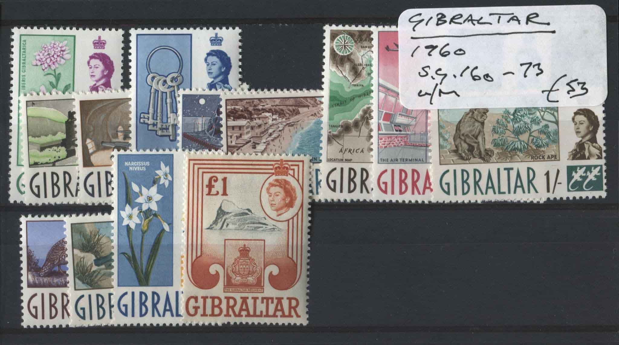 Gibraltar 1960-62 SG.160-173 U/M (Lot 4)