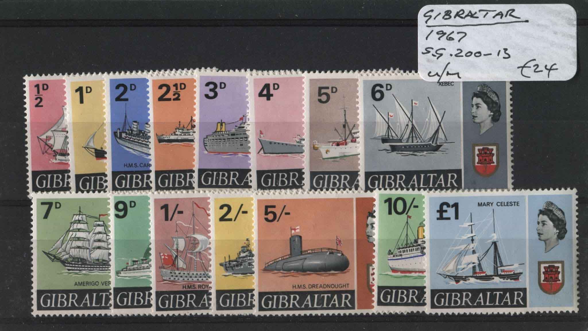 Gibraltar 1967-68 SG.200-213 U/M (Lot 2)