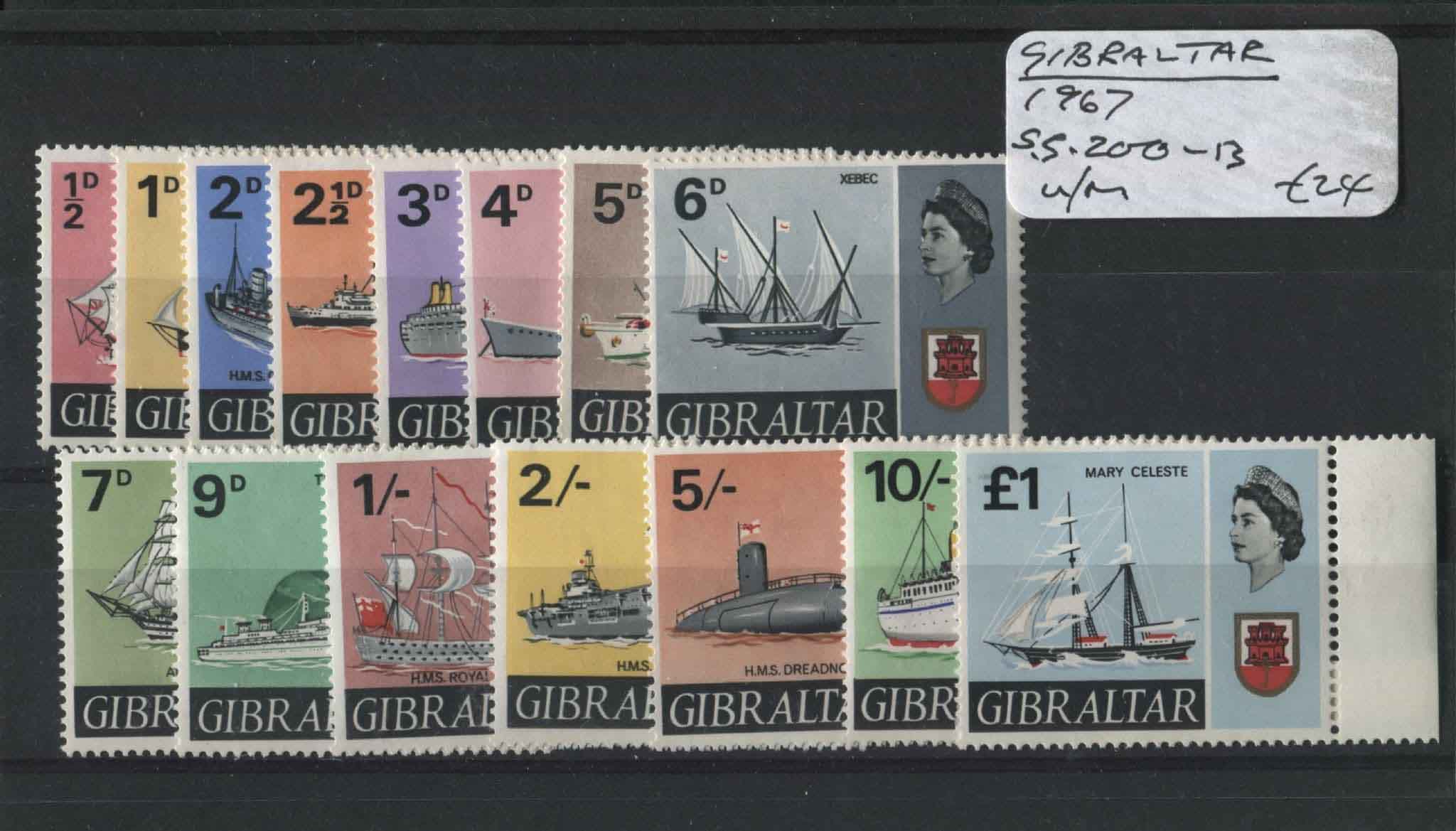 Gibraltar 1967-68 SG.200-213 U/M (Lot 4)