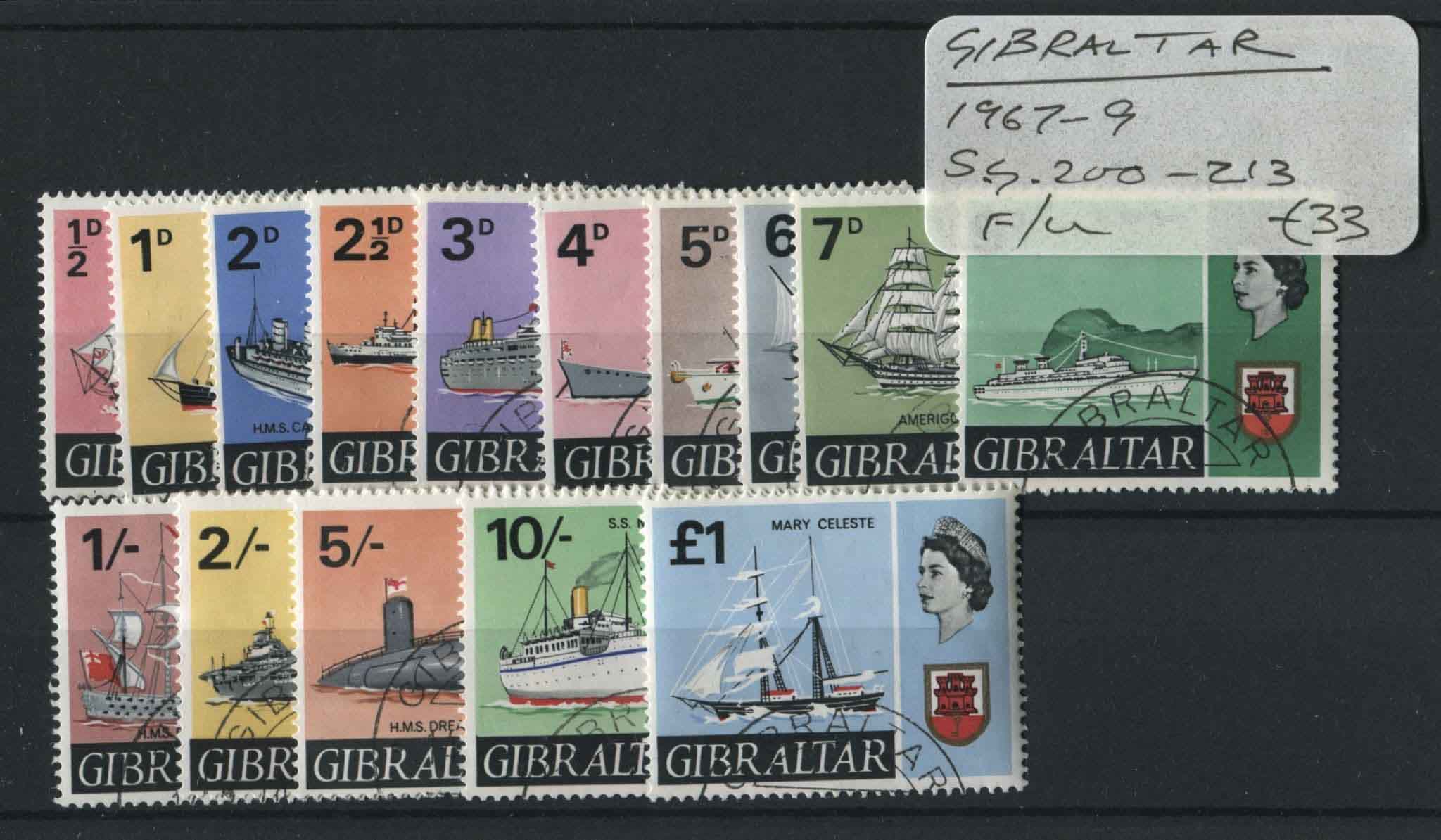 Gibraltar 1967-68 SG.200-213 U/M (Lot 5)