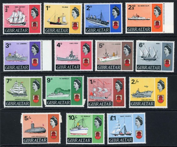 Gibraltar 1967-69 SG.200-213 U/M