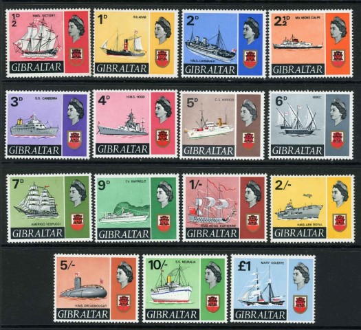 Gibraltar 1967-69 SG.200-213 U/M