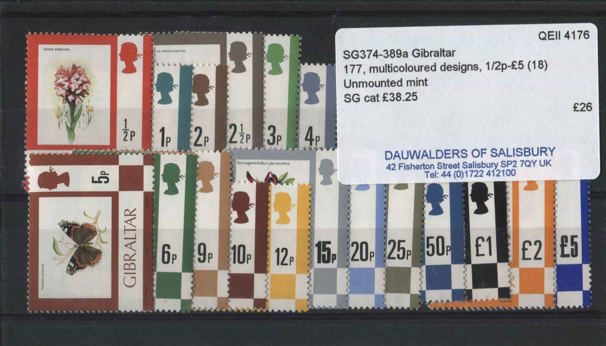 Gibraltar 1977-82 SG.374-389a U/M (Lot 2)