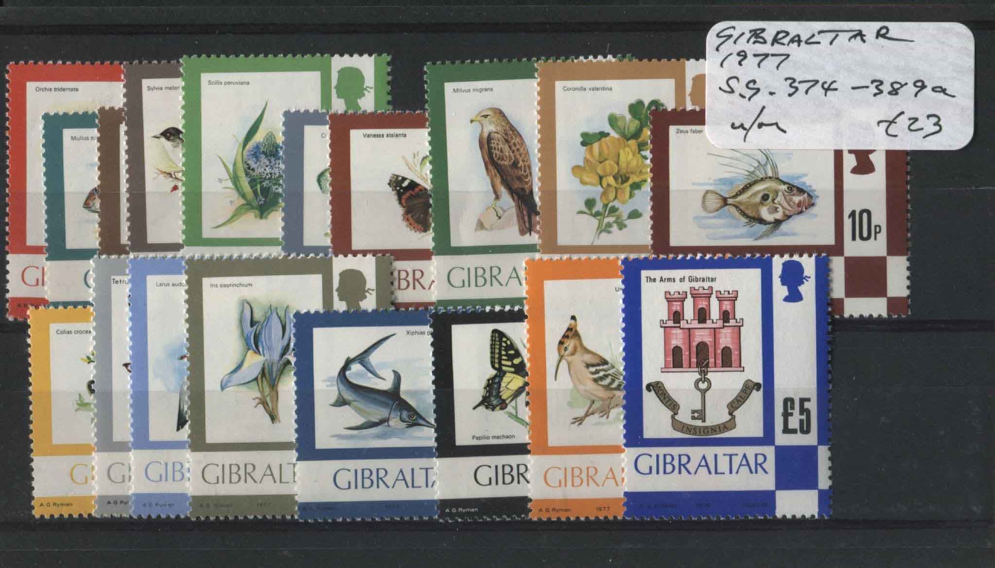 Gibraltar 1977-82 SG.374-389a U/M (Lot 4)