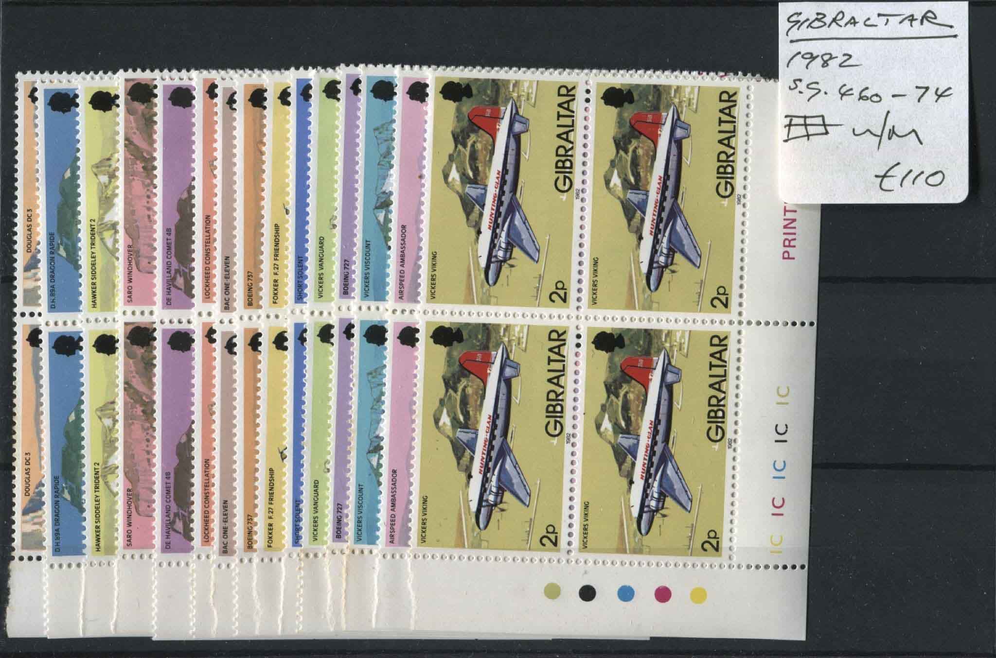 Gibraltar 1982 SG.460-74 Blocks U/M