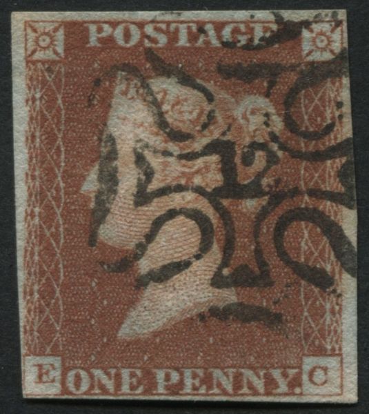 Great Britain 1841 1d Red, No.12 in cross