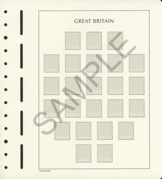 GREAT BRITAIN Blank album pages for English definitive stamps, 24 fields (12 pages)