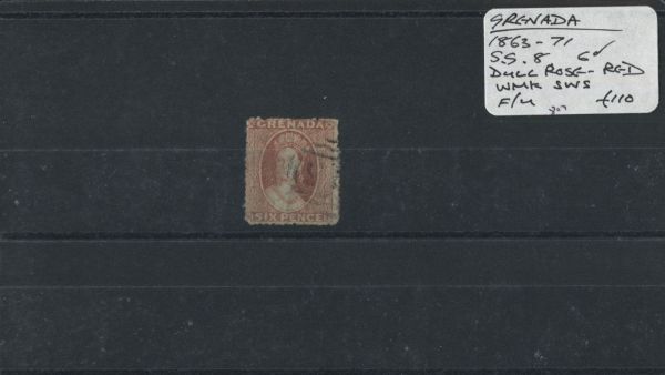 Grenada 1863-71 SG.8 WMK Sideways F/U