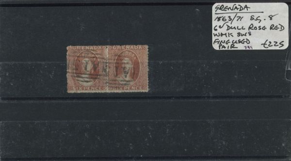 Grenada 1863-71 SG.8 WMK Sideways Pair F/U