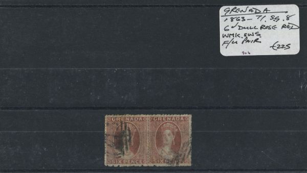 Grenada 1863-71 SG.8 WMK Sideways Pair F/U (Lot 2)