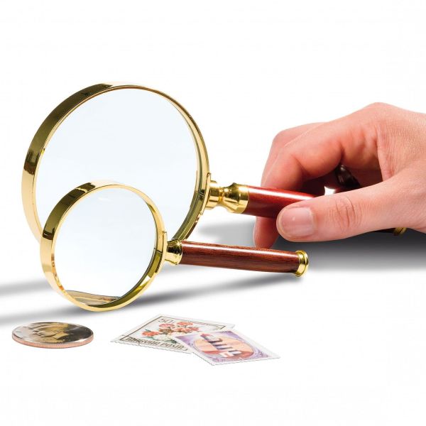 Handle Magnifier With Glass Lens, Gold-plated Metal Rim