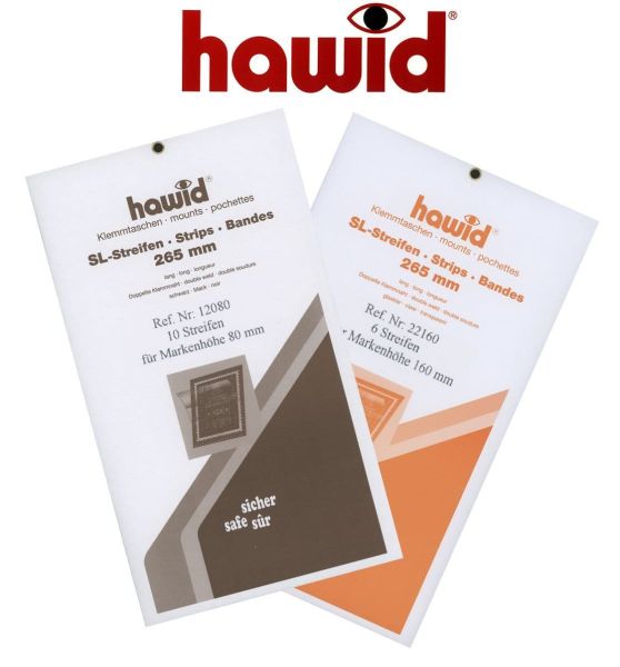 Hawid Stamp Mounts - Black or Clear - EXTRA LONG STRIPS