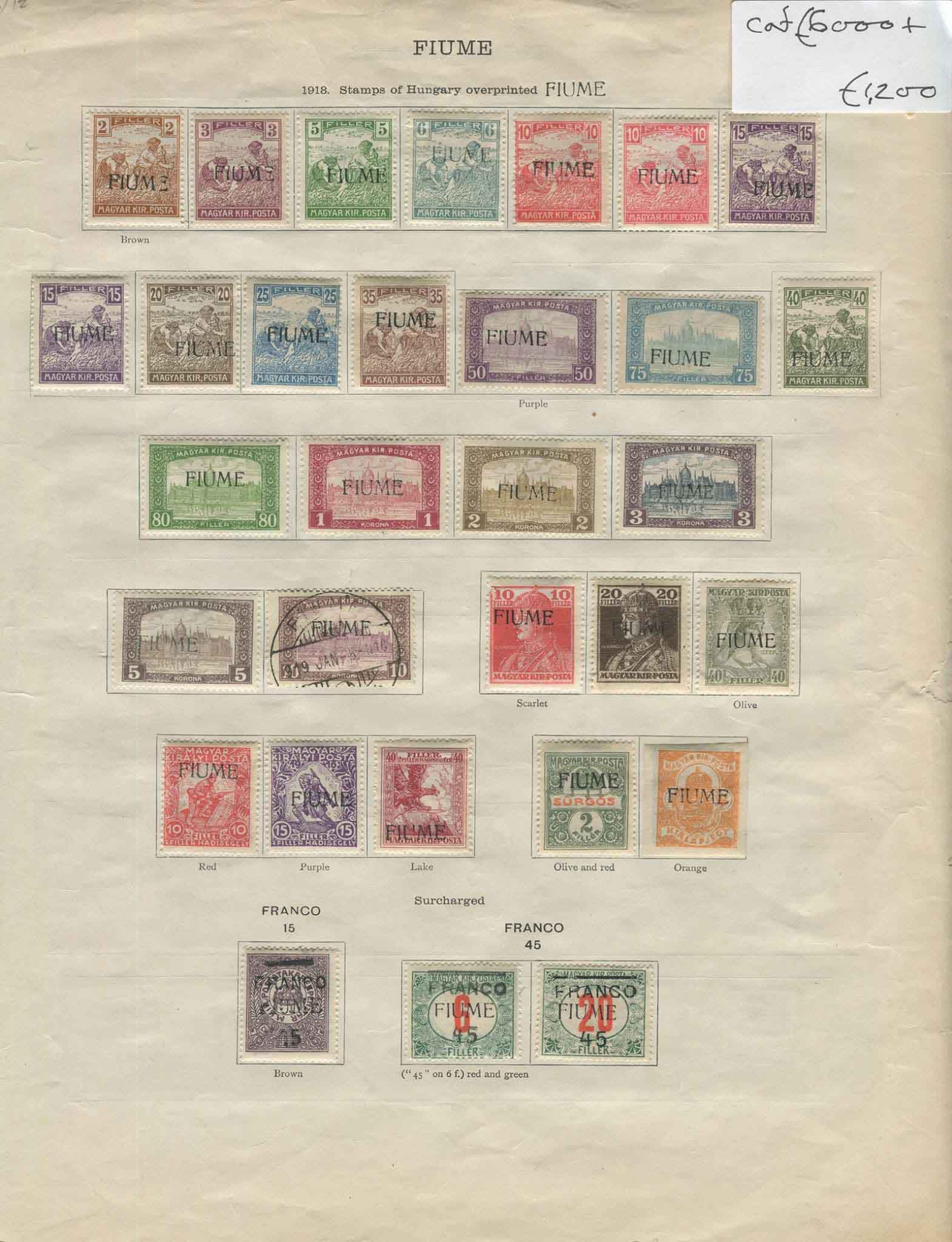 Hungary Overprint Fiume 1918-1924c Collection, Mixed Conditions