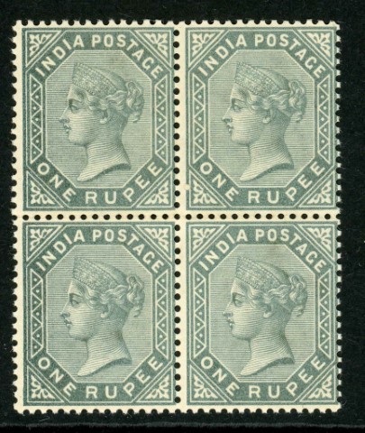 India 1883 SG.101 block of 4 (2 U/M)