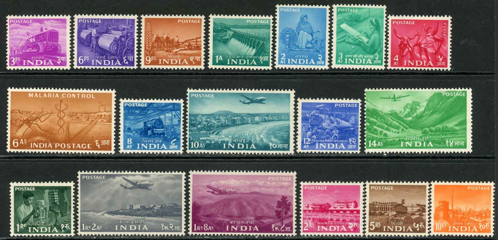 India 1955 SG.354-371 L/M/M