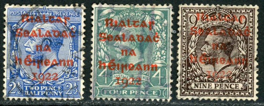 Ireland 1922 SG.4b, 6b, 8b F/U