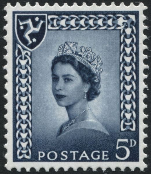 Isle of Man SG7var 5d Royal Blue phosphor omitted, U/M - scarce variety