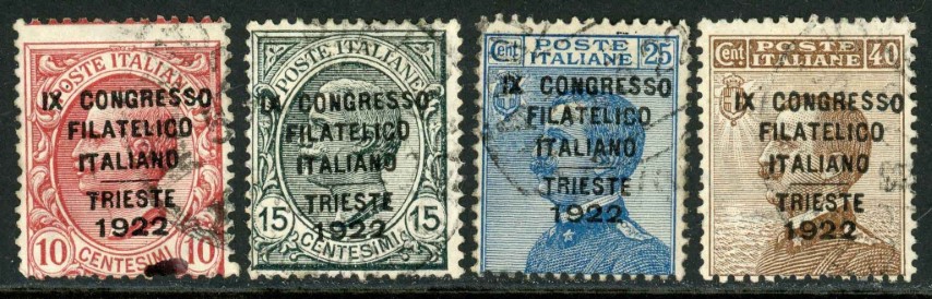 Italy 1922 SG.122-125 F/U short perf on 40c