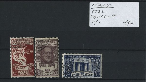 Italy 1922 SG.126-8 F/U