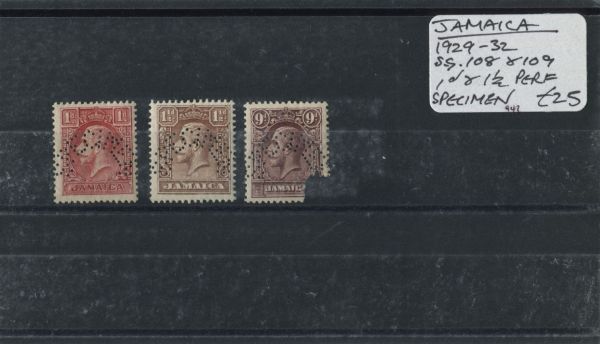 Jamaica 1929-32 SG.108 & 109 SPECIMEN