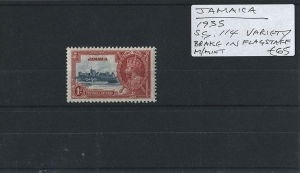 Jamaica 1935 SG.114 Var, break in flagstaff M/M