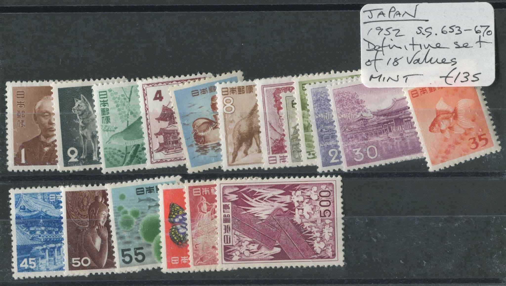 Japan 1952 SG.653-670 Mint