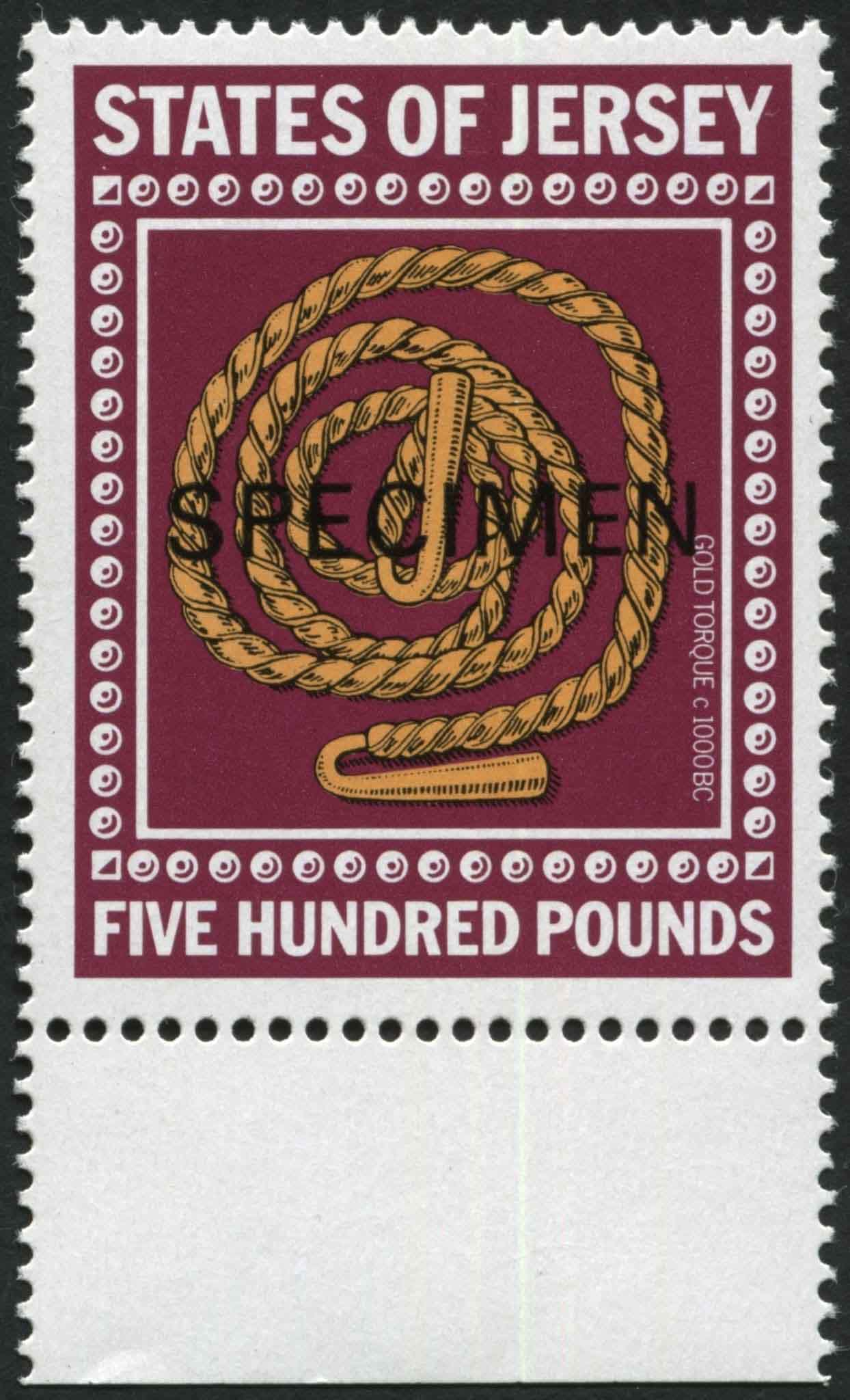 Jersey States U/M 1990 500 overprinted specimen