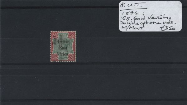 K.U.T. 1896 SG.60d Var. Double Overprint M/M