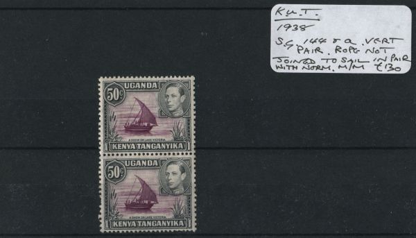 K.U.T. 1938 SG.144a Rope error pair M/M (Lot 2)