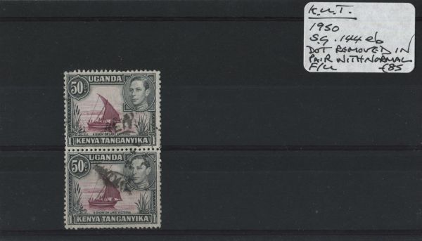 K.U.T. 1950 SG.144eb Dot removed in pair with normal F/U