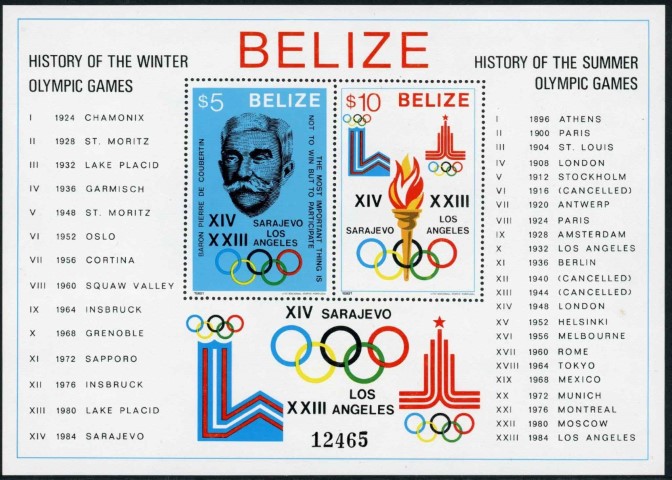 Belize 1981 SG.MS628 U/M (2 sheets)